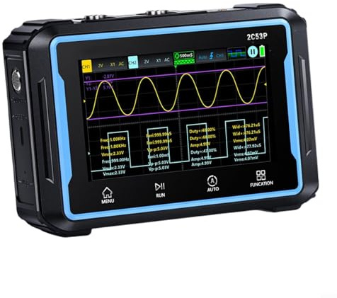 2C53P - Multímetro digital de doble canal para generador de señal de osciloscopio 3 en 1 con ancho de banda de 50 MHz y medición de recuento de 19999 para pruebas de electrónica