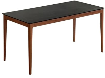 SFANIIX Table de Salle à Manger Table à Manger en Bois Massif, Moderne et légère, chaises de Luxe Noyer Noir, Petit Restaurant Familial, Planche Roche(1500 * 750 * 742mm)