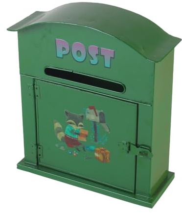 ZIDDAR Boîte aux lettres murale en fer durable avec sculpture de renard vert résistante aux intempéries - Coffre-fort pour jardin, cour, nature