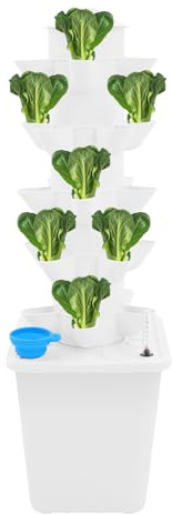 PurpleMinder Torre verticale per coltivazione idroponica a 5 livelli, 25 fori, sistema di piante salvaspazio, crescita più rapida, moderna torre di piante in PP per verdure, erbe e fiori, colore