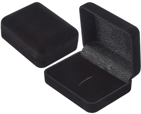 Beebeecraft 2 pz Scatola per Gemelli in Plastica Floccata Nera Rettangolare Scatola Portaoggetti per Gemelli per Gioielli Espositore per Fermacravatta Custodia per Imballaggio Organizzatore Regali