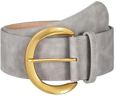 WHIPPY Damen Breiter Gürtel für Kleid Mode Wildleder Gürtel Damen Taillengürtel mit Goldschnalle