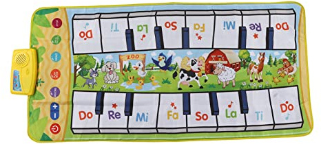 petjoyful Musikmatte mit zwei Tastaturen, Tiermuster, verstellbare Musiktastatur, Klaviermatte für Kinder ab 3 Jahren