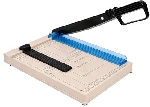 Pappersskärare A4 skärare, skärmaskin papper, pappersskärmaskin med säkerhetsskydd, skärning pappersskärbräda, pappersfräs, upp till 70 g A4, 12 ark skärkapacitet