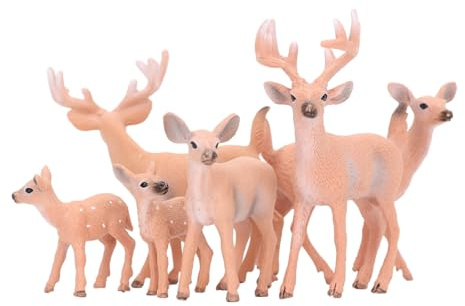 Yctze 6er-Pack Hirschfiguren Spielzeugtiere Schwanzhirschfiguren 6 Stück Schwanzhirschfiguren Spielzeug Lebensechte Ständer Hirschaufsatz Dekoration Hirschskulptur für Kindergeburtstag 6 Stück