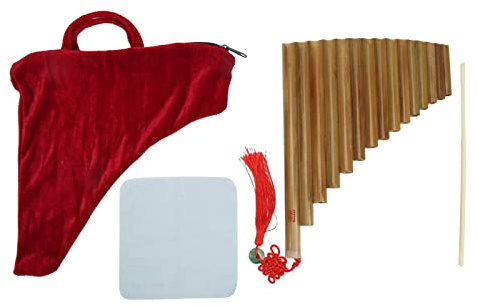 Panflöte 15 Rohr G Tonart, Traditionelles Holzblasinstrument, Bambus Natürlich - Umweltfreundlich, Leicht Zu Lernen, Für Anfänger Und Schüler (Rechte Hand)