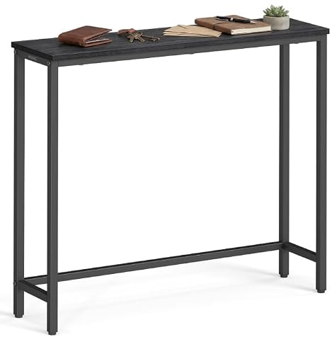 VASAGLE konsolbord, hallbord, bordsskiva i ett stycke, enkel montering, smalt soffbord, för hall, sovrum, vardagsrum, 20 x 80 x 81,2 cm, antracitgrå-bläck svart LNT035BA01