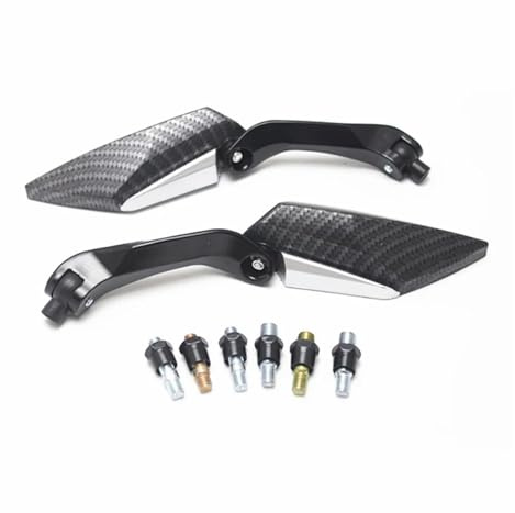 Motorradspiegel 2PCS Motorrad Rückspiegel 8mm 10mm Seite Spiegel Universal Roller E-bikes Für Chopper Touring Rückspiegel Motorrad(Carbon)