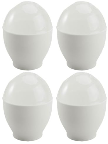 UKCOCO Cuociuova Accessorio da Cucina 4 Pezzi in Pp Bianco, Resistente al Forno per Microonde la Preparazione della Colazione