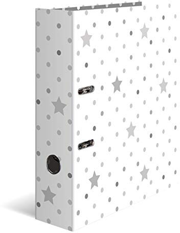 HERMA Ordner A4 Sterne Punkte, 7 cm breit, Kinder Ringordner mit Stern Motiv, bunter Aktenordner mit Innendruck für Jungen und Mädchen