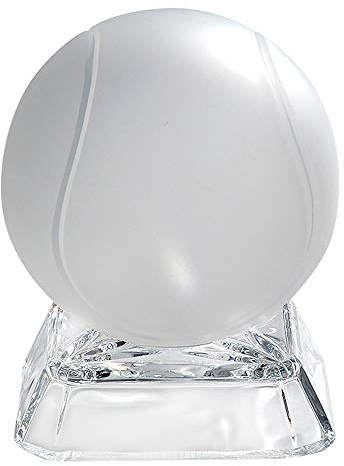 Barski Briefbeschwerer – Tennisball – auf Basis – Glas – mattierter geätzter Tennisball – klare quadratische Basis – Tisch oder SchreibtischOrnament – Heimdekoration – von Barski – hergestellt in