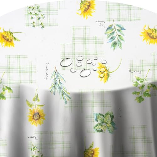Wachstuchtischdecke Wachstuch Tischdecke Gartentischdecke Rund Oval Kräuter Rosmarin Minze Oval ca. 140 x 300 cm abwaschbare Wachstischdecke