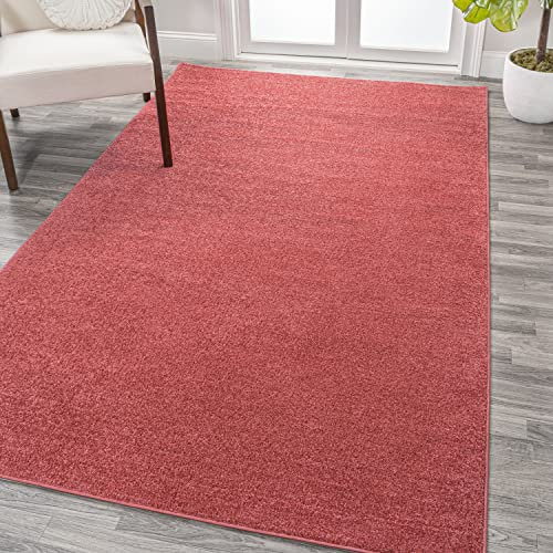 JONATHAN Y Haze Solid Low-Pile Red Indoor Area Rug 3x5, Coastal,Bohemian,Minimalist,Classic, Easy-Cleaning for Living Room,Bedroom,Kitchen,Pet Friendly,Non-Shedding (SEU100E-3)