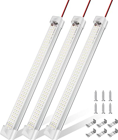 Afaneep 12-V-Lichtleiste 108 LED-Innenbeleuchtung fürs Auto mit Schalter, 12-V-Beleuchtung, LED für Wohnmobil, Lieferwagen, Bus, Boot, Caravan, Küche, Bar, LKW, Camper (3 Stück)