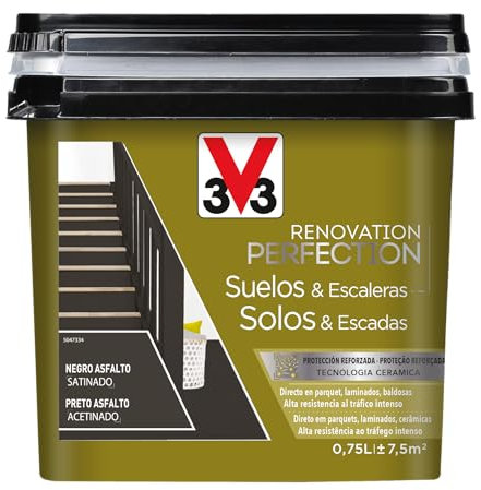 V33 Esmalte Renovation Perfection Suelos Negro Asfalto Satinado 0,75L