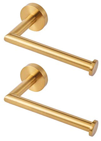 HITSLAM portarrollos para Papel higiénico Acero Inoxidable Porta Rollos de Papel higienico portarrollos baño ontado en la Pared con Tornillos para baño, Latón Cepillado - 2 Piezas