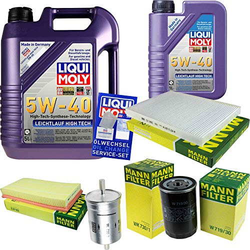 QR-PARTS 69346629 Filter Set Inspektionspaket 6 Liter Motoröl Leichtlauf High Tech 5W-40 MANN-FILTER Innenraumfilter Kraftstofffilter Luftfilter Ölfilter