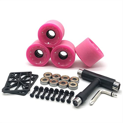 TGHY 4 Skateboard Räder und Lager Skateboardräder mit Lagern Longboard Räder für Cruising Skateboard Rollen Ersatz Wheels 80A Ersatzräder Rollen für Quad Skating Skateboarding,Rosa