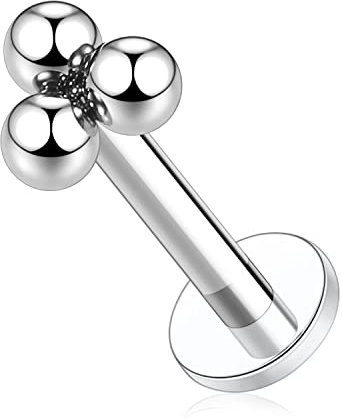 16G Titan Labret Ohrstecker Flatback Ohrringe Lippenstecker Tragus Piercing Schmuck Ohrringe mit Innengewinde 8mm Monroe Medusa Helix Ohrstecker Silber Lappenknorpel Conch Ohrringe mit Kugel