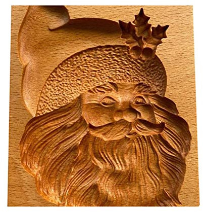 VALINK SantaClauss Gingerbread Cookies-Mold,Carved Wooden Christmas Gingerbread Embossing Mould,Baking Cookies-Cutter Stamps,Easy Operation for Kitchen Tools