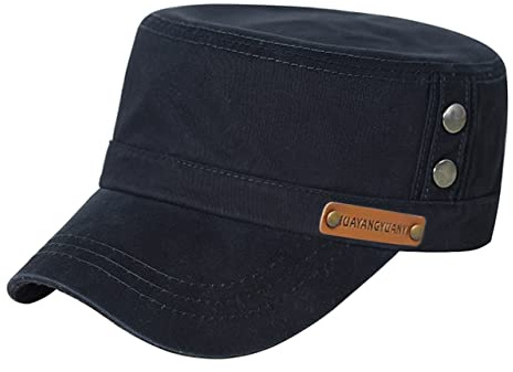 HUAYANGYUANYI Vintage Baumwolle Kadett Armee Mütze Unisex Flach Kappe | Militärkappe,Cotton,Cadet,Army Cap,Adjustable,Flat Top,Military Hat