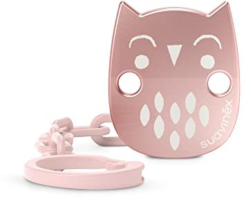 Suavinex, Schnullerkette, Schnullerband, für Babys +0 Monate, Silbermetallic-Effekt-Schmuck-Schnullerkette, Bonhomia, Farbe Rosa