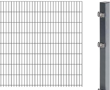 Alberts 641504 Doppelstabmattenzaun als Zaun-Komplettset | verschiedene Längen und Höhen | anthrazit | Höhe 163 cm | Länge 2,5 m