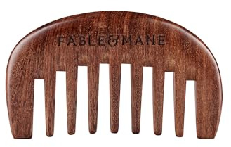 Fable & Mane Scalp Massager Comb, Wide-toothed, 100% Natural Ebony Wood, Detangles Strands and Gently Massages the Scalp (1PC)