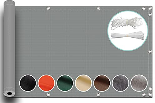 ZQXFZ Balkon Sichtschutz Balkonbespannung 70x100cm terassendeko Oxford-Stoff SchattenküHlung, Staubdicht Balkon Zaun Sichtschutz Gartenzaun Sichtschutz -Grau.