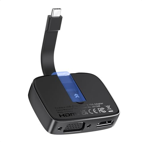 Cable Matters Tragbarer USB C auf VGA HDMI Adapter; Unterstützt 4K@60Hz für HDMI / 1080p für VGA (Faltbarer Thunderbolt VGA HDMI Adapter) für XPS, Surface Pro (macOS unterstützt EIN externes Display)