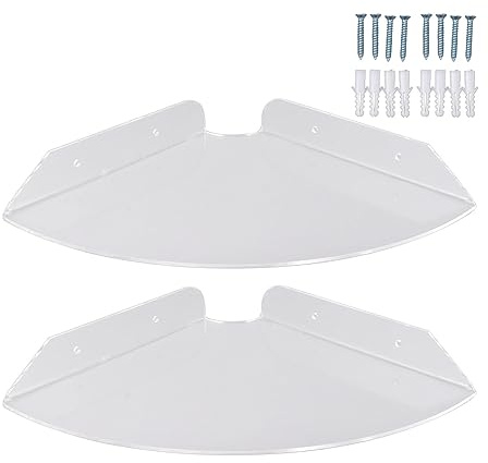 Eckregal Schweberegal, 2er Set Eckregal Wandmontage mit Kabelloch, 2 Etagen Holz Hängende Eckregal für Schlafzimmer, Wohnzimmer, Küche