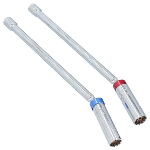 GEPCO 2X Magnet Zündkerzenschlüssel 14 16 mm 3/8 Flexible Zündkerzen Glühkerzen Zwölfkant 310mm für Motorrad, Motorsäge, Rasenmäher