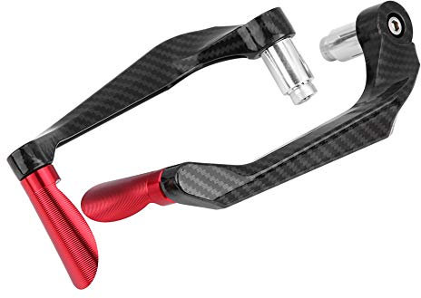 Leviers D'embrayage de Frein de Moto, Protections de Levier D'embrayage de Frein de Guidon étanches en Fibre de Carbone + Aluminium pour Guidon de Moto de 22 Mm (rouge)