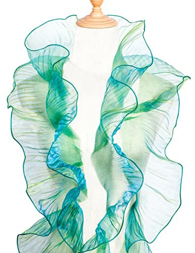 IOSPKKIO® Rüschen-Spitzenborte Organza, Plissee-Spitzenstoffborte, Chiffon-Tüll-Rüschen-Spitzenbordüre zum Nähen, Taschen-Kostüm-Dekoration, Trimm-Handwerk (5 Yards & Grün)