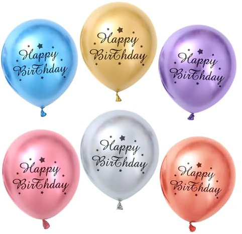 30 Pezzi Palloncini Metallici Colorati di Buon Compleanno, Palloncini Colorati di Compleanno da 12 Pollici, Palloncini per Feste di Compleanno per Uomini Donne Bambini