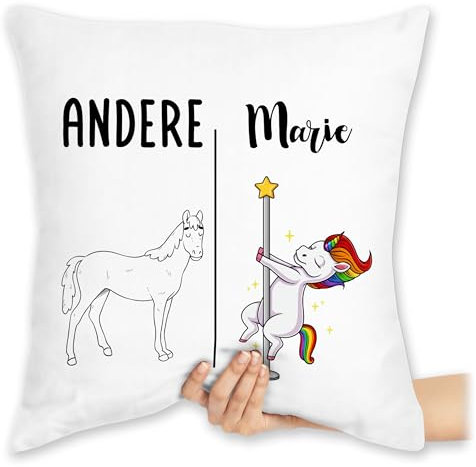 Kissen 40x40 Zierkissen - Einhörner - Lustiges Einhornmotiv Andere Ich - Geschenk Freundin Lustig Beste Freundinnen Geburtstagsgeschenk - 40 x 40 cm - Weiß - Einhorn kuschelkissen Unicorn