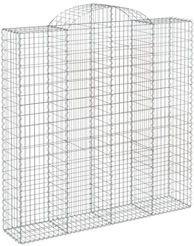 vidaXL Gabione mit Hochbogen 12 STK., Steinkorb Drahtkorb Dekorativ, Gabionenkörbe Verstärkte Gabionenhaken, Gabionenwand Gabionen Zaun Garten, Verzinktes Eisen