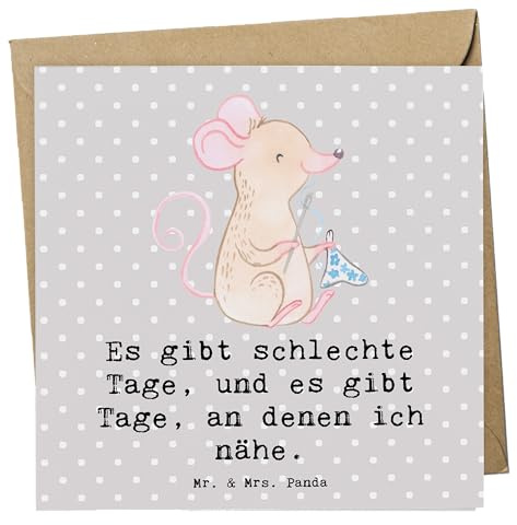 Mr. & Mrs. Panda Grußkarte Maus Nähen - Geschenk, Nähmaschine, DIY, Kreatives Hobby, faltkarte, Nähkurs, doppelkarte, Klappkarte, Glückwunschkarte, anlasskarte