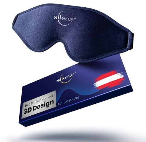 silenzZZ® 3D Schlafmaske bequem gepolstert für absolute Dunkelheit | Schlafbrille atmungsaktiv für Frauen & Herren mit Memory Foam - verstellbare Rückenschläfer Augenmaske, Schlaf-Maske blau