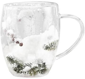 MINGZHE Weihnachts-Kaffeetasse, Teetasse, Weihnachtstassen, Geschenke für Teetrinker, Tassen-Set, Kaffeetasse, Doppelwandig, Isoliert, Gläser, Beste Weihnachten für Frauen(11cm/4.33in-transparent)