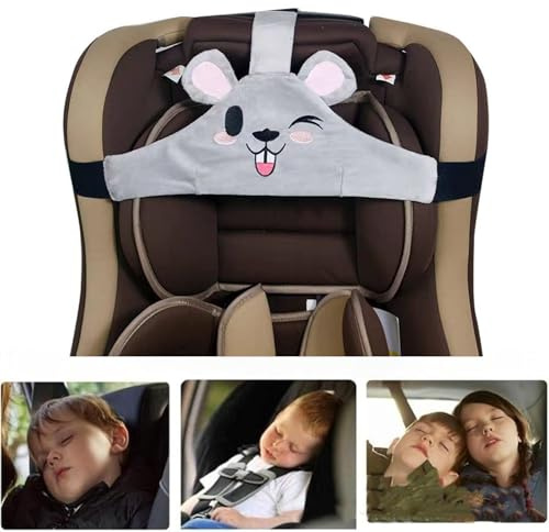 PeiDog Baby Autositz Kopfstütze, sicherer Autositz Kopfstützen-Gurt, Kopfband für Autositz Schlafpositionierer Fixierter Gurt Autositz Nackenschutz-Gurt für Kleinkind Kind Kinder Baby (Grau)