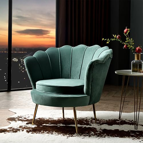 Akzentstuhl Aus Samt mit Hoher Rückenlehne, Moderner Ohrensessel, Gepolsterter Einzelsofastuhl mit Goldenen Beinen, Freizeit-seitenstuhl für Wohnzimmer/Schlafzimmer(73x73x78cm(29x29x31in), Velvet3)