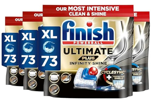 Finish Ultimate Plus Infinity Shine Dishwasher Tablets | Fresh | 73 Dishwasher Tabs | Clean & Diamond Shine (Pack of 4)