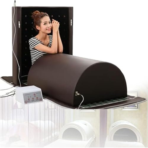 DDZJTPP Sauna De Infrarrojos Lejanos Pro,Saunas con Cero Campos Electromagnéticos,1200W,Sauna De Infrarrojos para Una Sola Persona,Sauna Seca,Sauna para El Hogar | Piedras Terapéuticas,Brown