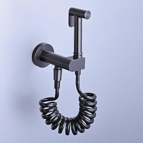 Kit Douchette WC Eau Chaude et Froide, Kit de Pulvérisateur de Bidet à Main Laiton Pulvérisateur de Toilette pour Bidet a Mural Kit de Bidet avec Support Intégré, Tuyau de Douche de 3M(Gun Gray)