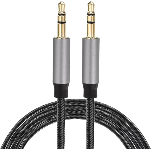 sourcing map AUX Cable, 3.5mm Nylon Braided Audio Cable, 16.4 ft Male to Male Auxiliary Audio Cord Grey for Headphones, Speakers, Car Stereos, Computers