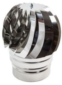 Comignolo a sfera girevole eolico in acciaio inox - Attacco Maschio - Diametro 100 mm