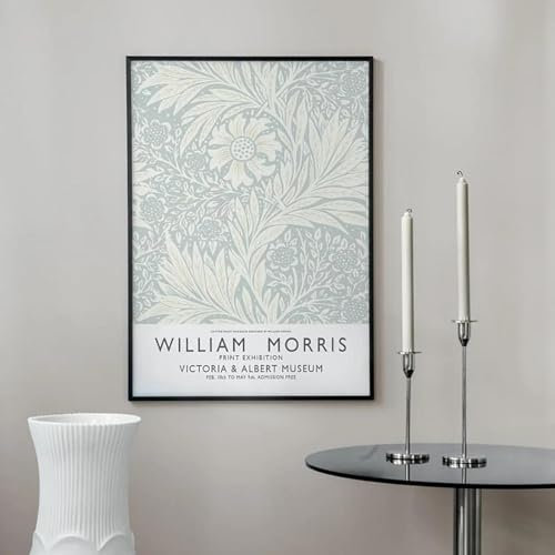 GKUVBF Affiche nordique William Morris, peinture abstraite sur toile, motif souci, pied-d'alouette, décoration murale, 30 x 40 cm, sans cadre