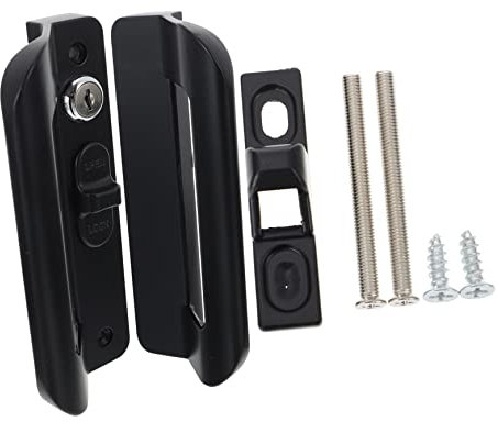 DIYEAH 1 Set Maniglia per Porta Scorrevole con Serratura Design Elegante e Resistente per Porte Scorrevoli Adatto per Garage Fienili e Porte Doppie Facile da Installare Kit Completo per