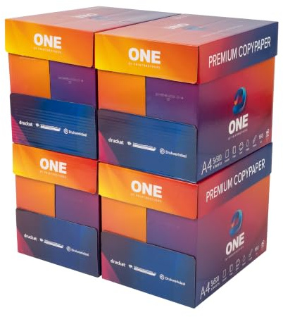 ONE Druckerpapier A4 Kopierpapier - DIN A4-10.000 Blatt - 4 Kartons | ONE Druckerpapier und Kopierpapier DIN A4, 10.000 Blatt, 4 Kartons, weiß, für Laser/Tintenstrahl, Büro und Home Office
